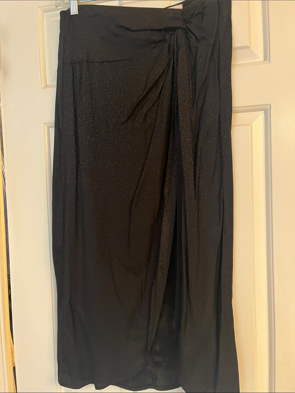 LOFT Black Midi Skirt with Front Twist